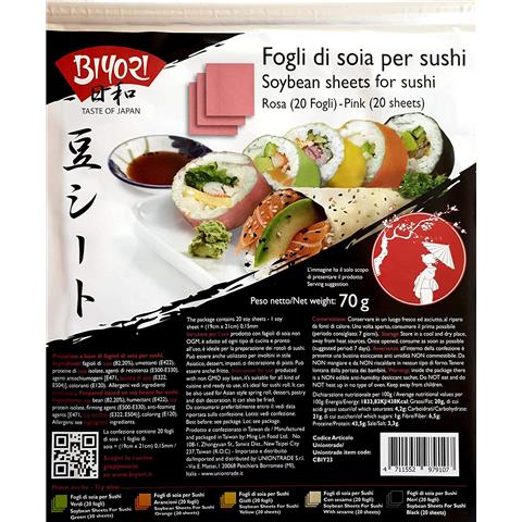 rbs37490f.jpg 37490 4711552979107 biyori fogli di soia per sushi rosa 20fogli 70g
