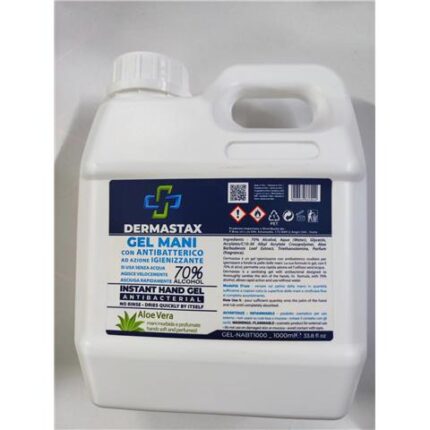 42867 8056039338449 dermastax gel mani con aloe 70vol. alccol 1lt